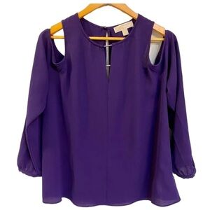 Michael Kors Cold Shoulder Purple Blouse Ladies Large